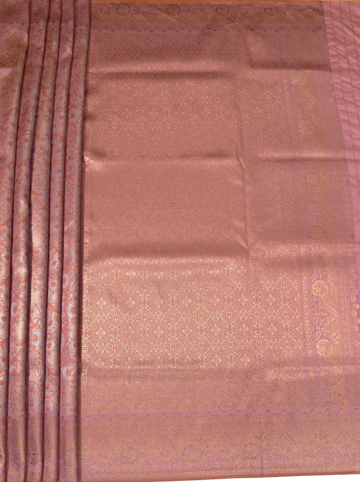 MIMOSA Pink Kanjivaram Art Silk Saree β pallu and zari work detail
