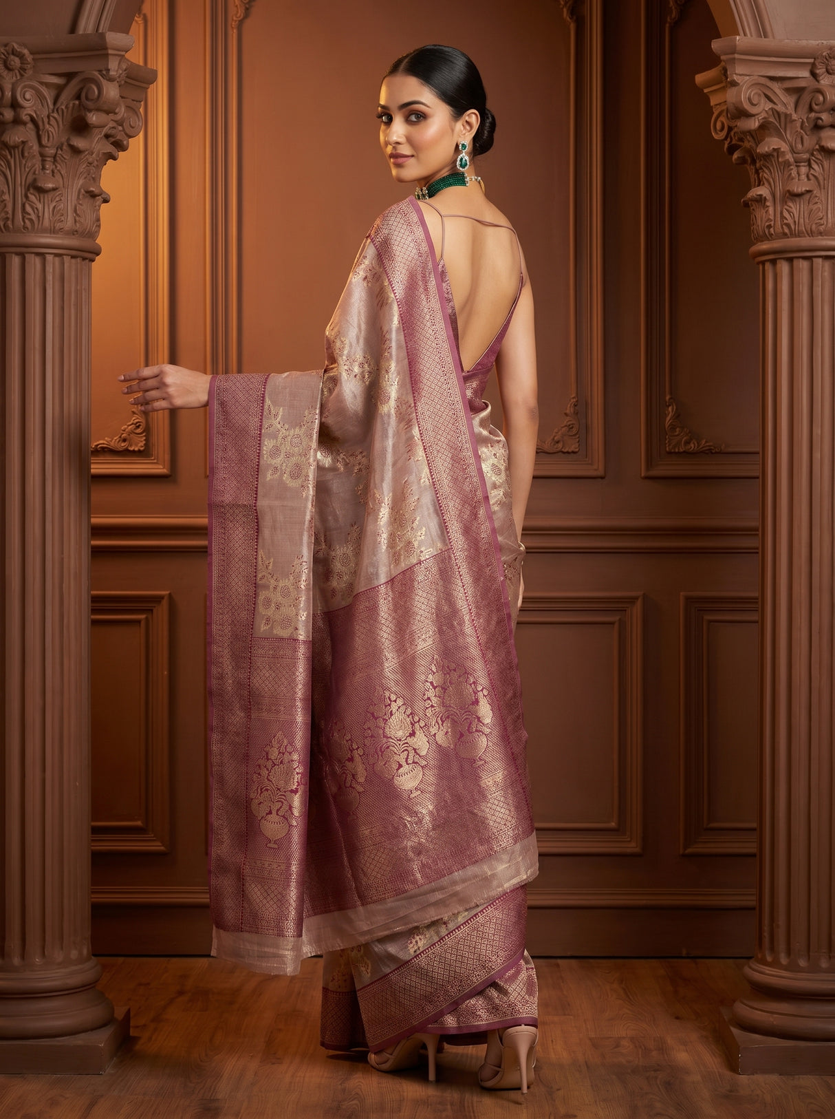 MIMOSA Magenta Banarasi Art Silk Saree β Fabric and Motif Detail