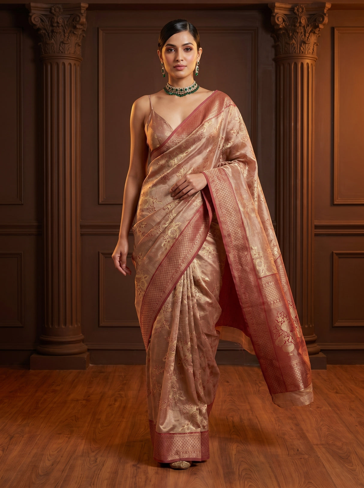 MIMOSA Maroon Banarasi Art Silk Saree β Full View