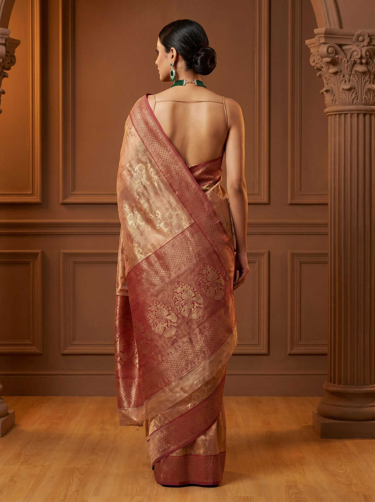 MIMOSA Maroon Banarasi Art Silk Saree β Close-up of Pallu