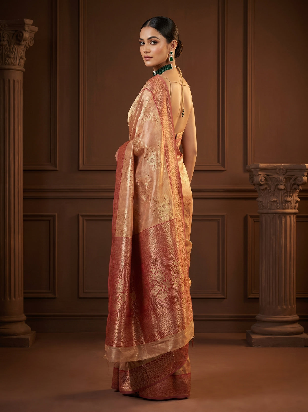 MIMOSA Maroon Banarasi Art Silk Saree β pose 9 styling detail