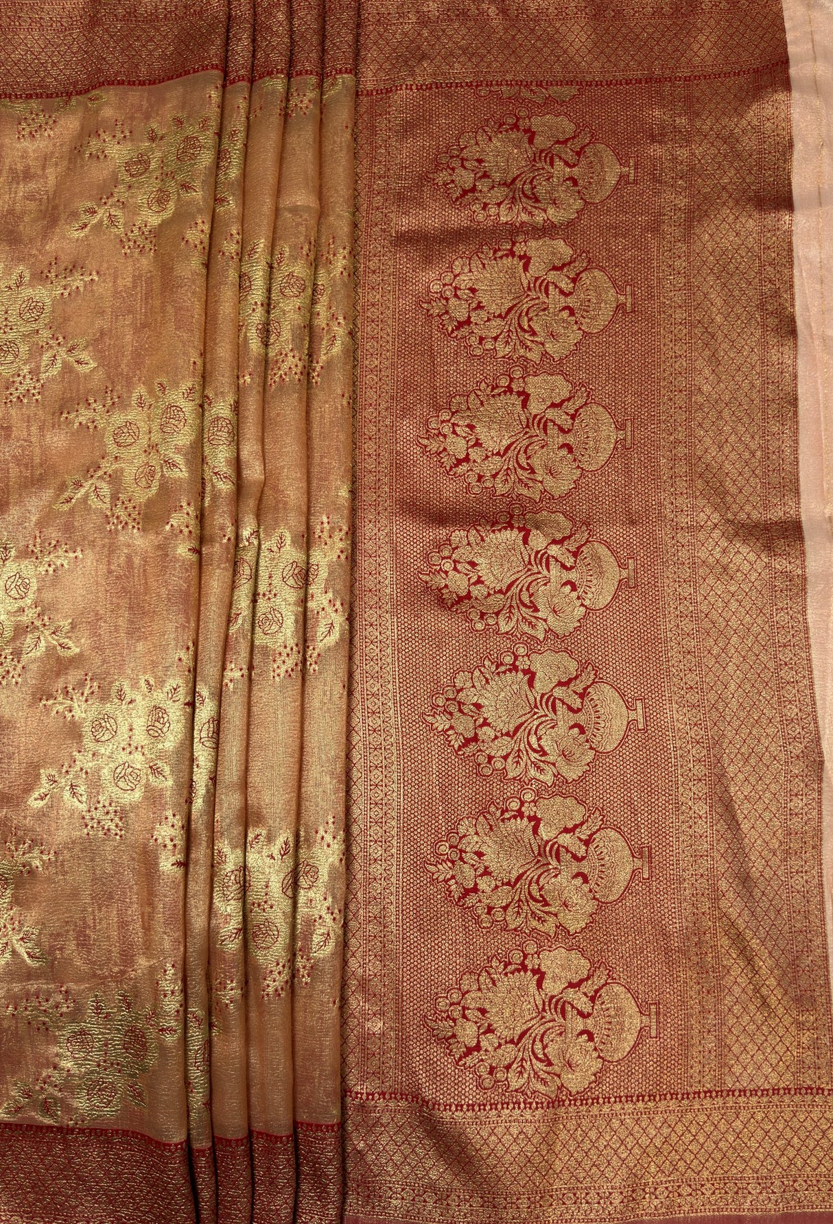 MIMOSA Maroon Banarasi Art Silk Saree β pallu and zari work detail