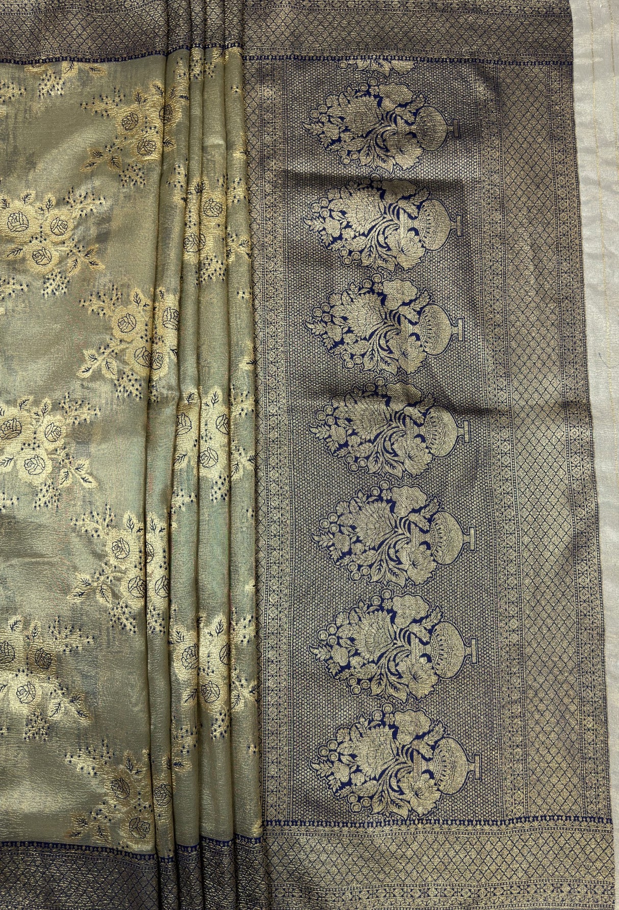 MIMOSA Navy Banarasi Art Silk Saree β pallu and zari work detail