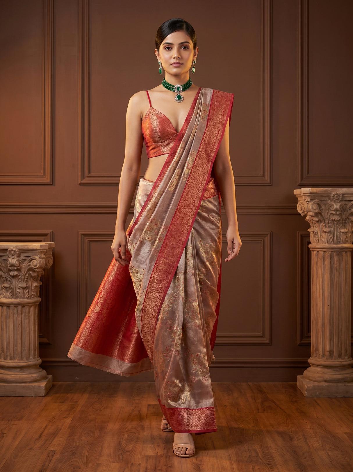 MIMOSA Rani Banarasi Art Silk Saree β pose 7 styling detail