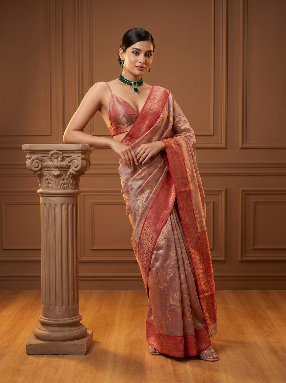 MIMOSA Rani Banarasi Art Silk Saree β pose 8 styling detail