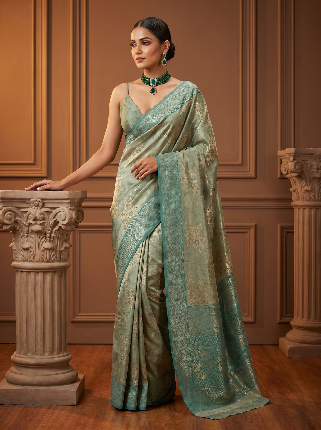 MIMOSA Saffire Banarasi Art Silk Saree β Fabric and Motif Detail