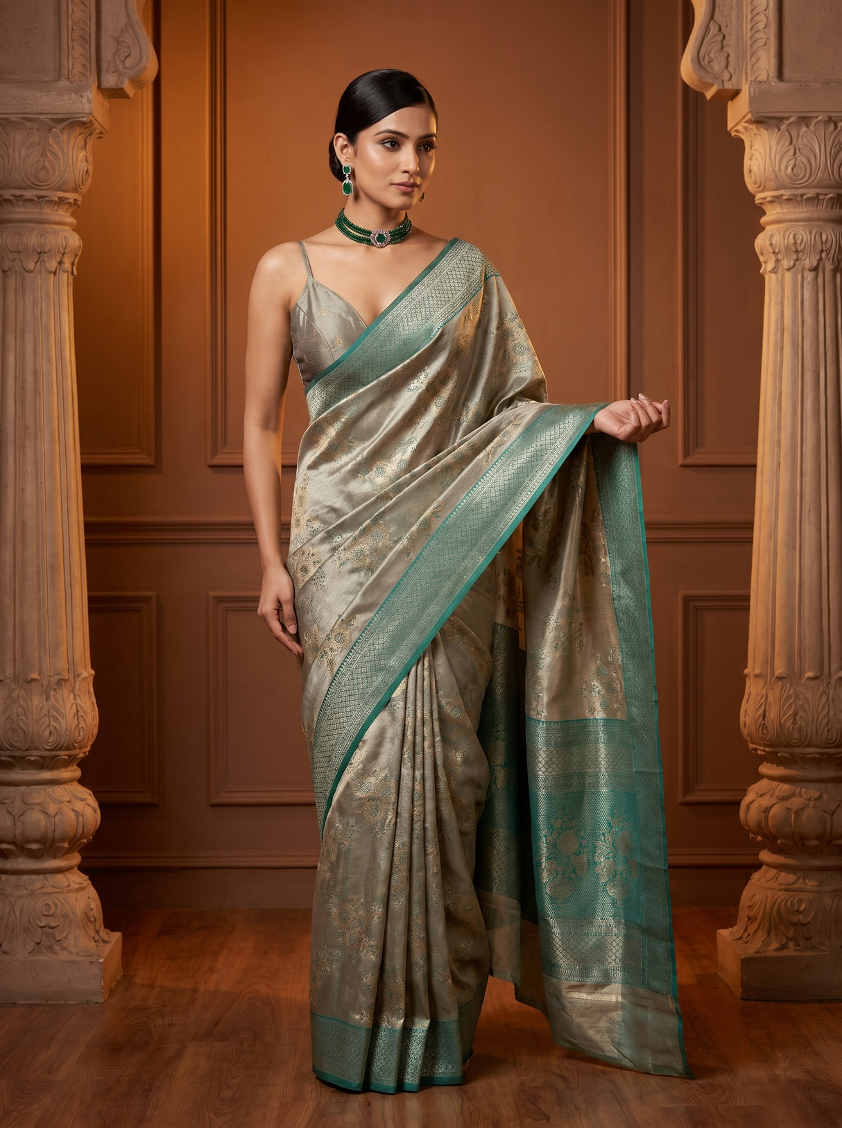 MIMOSA Saffire Banarasi Art Silk Saree β pose 6 styling detail