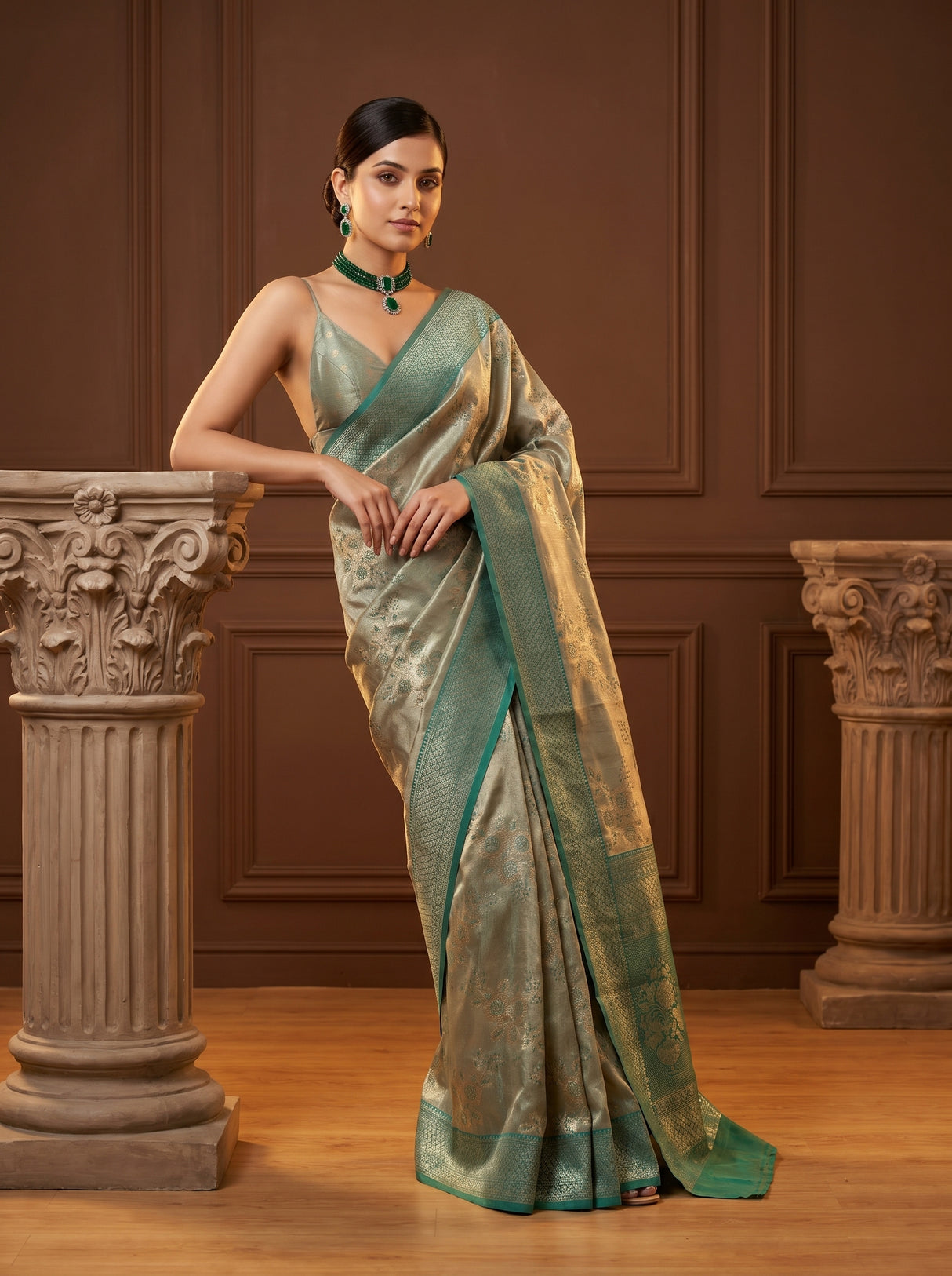 MIMOSA Saffire Banarasi Art Silk Saree β pose 8 styling detail