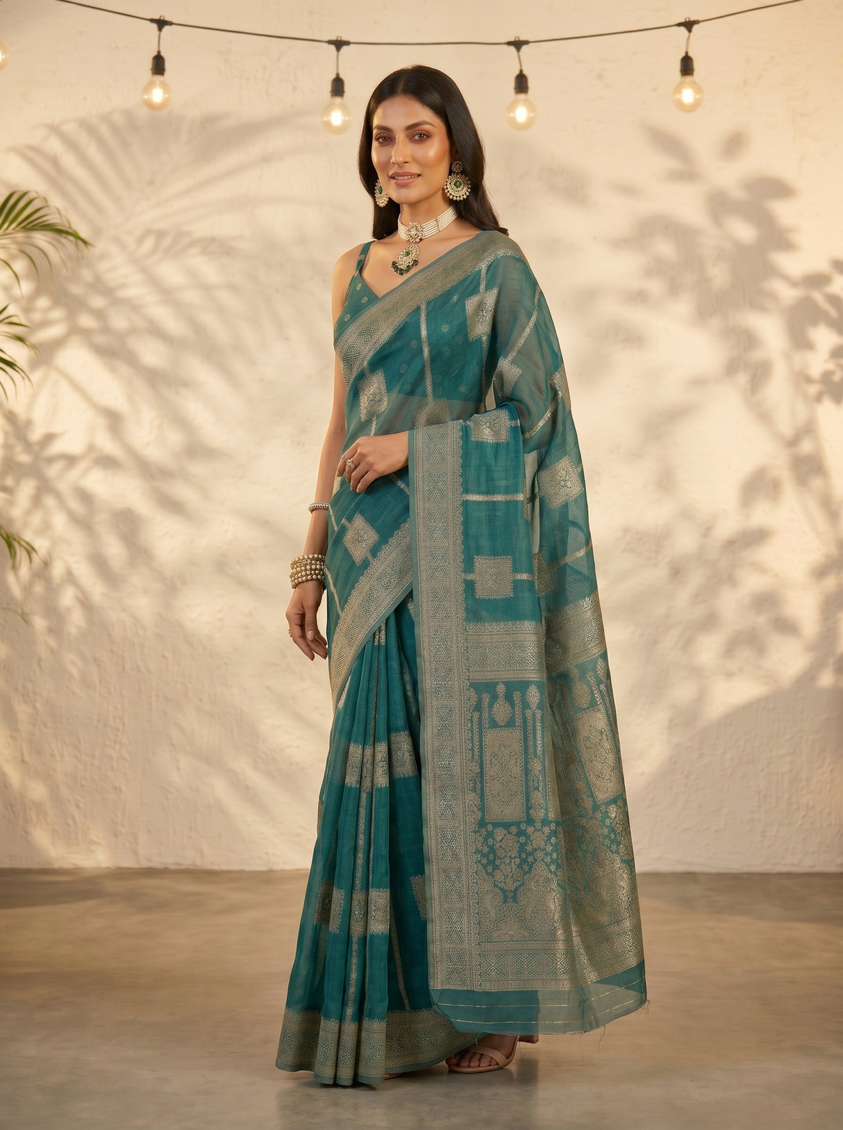 MIMOSA Sapphire Banarasi Art Silk Saree — pose 9 styling detail