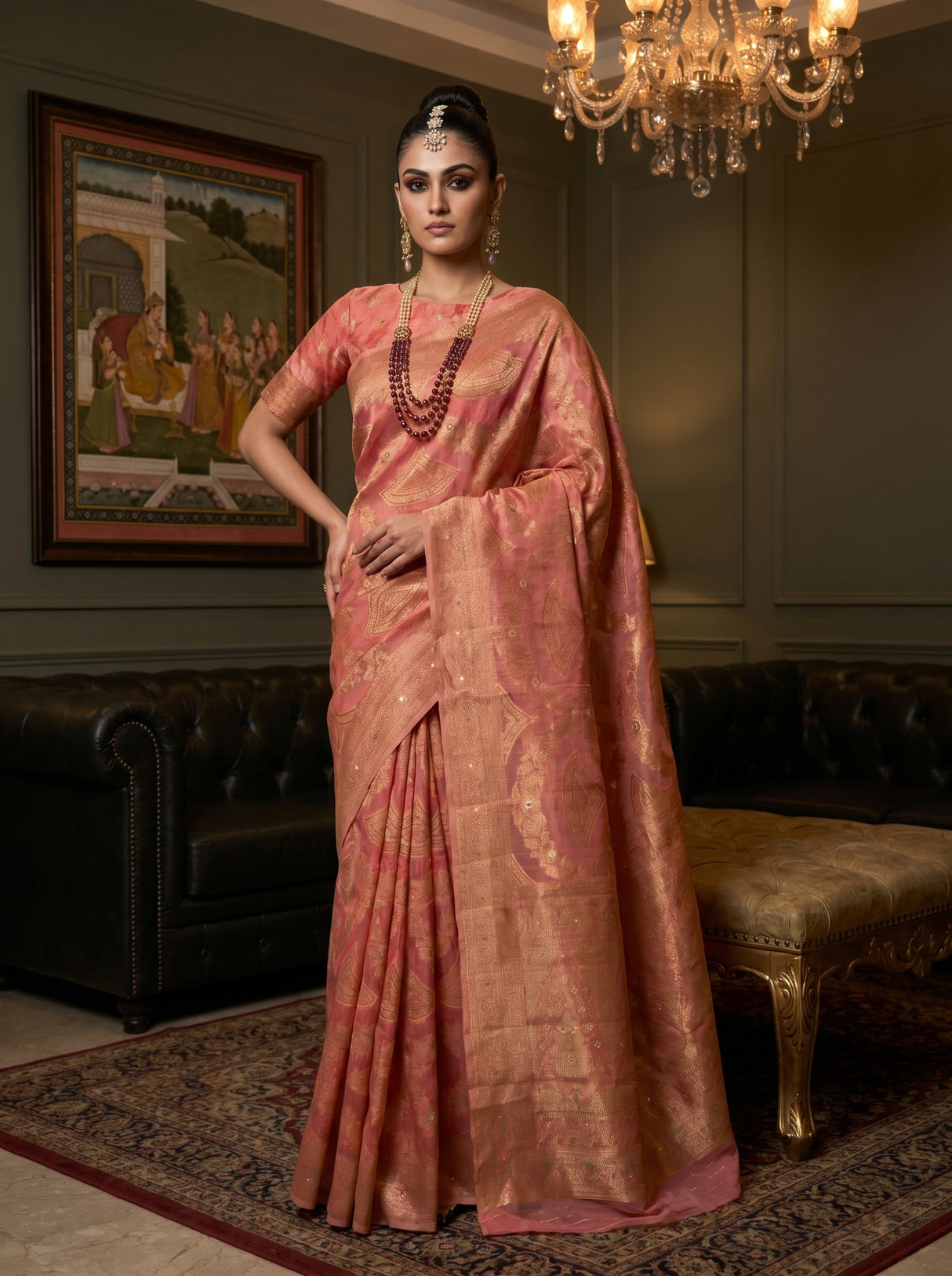 MIMOSA Gajari Banarasi Art Silk Saree β pose 10 styling detail