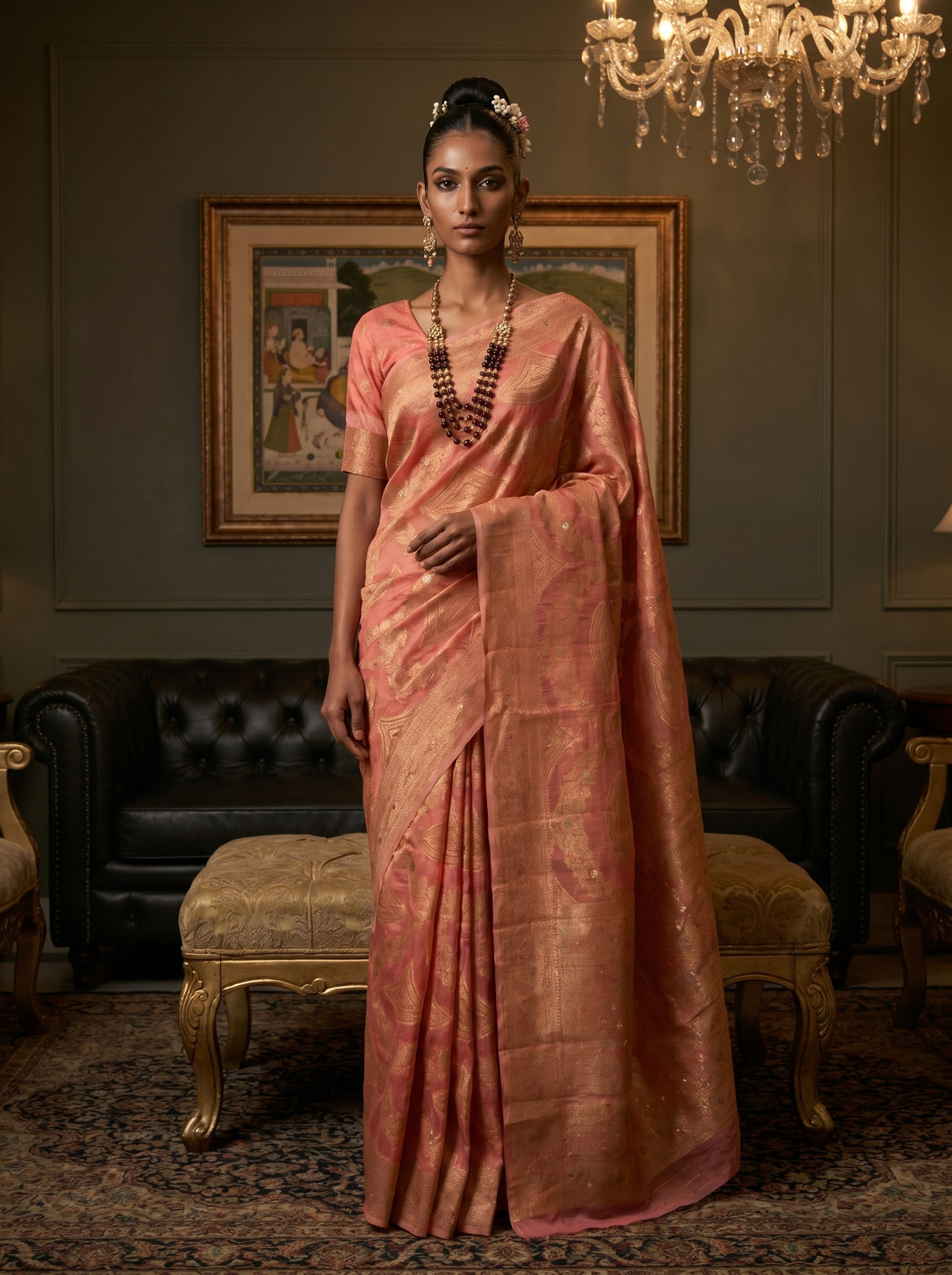 MIMOSA Gajari Banarasi Art Silk Saree β pose 5 styling detail