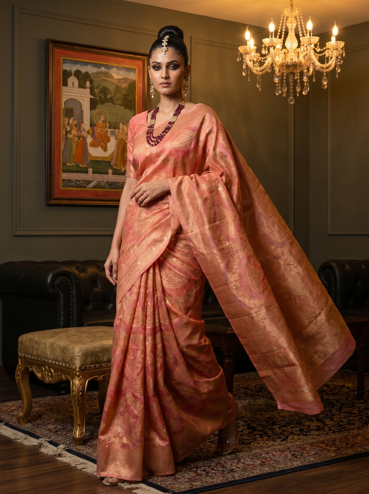 MIMOSA Gajari Banarasi Art Silk Saree β pose 7 styling detail