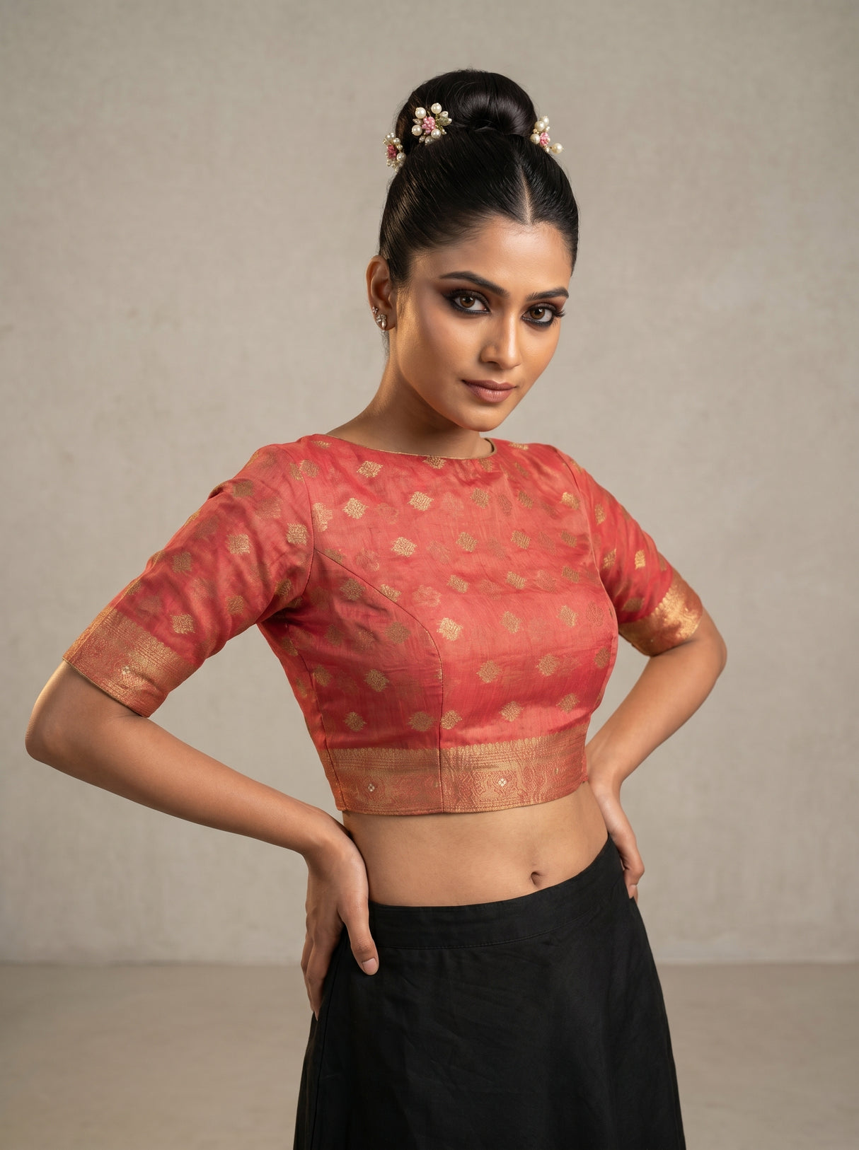 MIMOSA Gajari Banarasi Art Silk Saree β blouse close-up