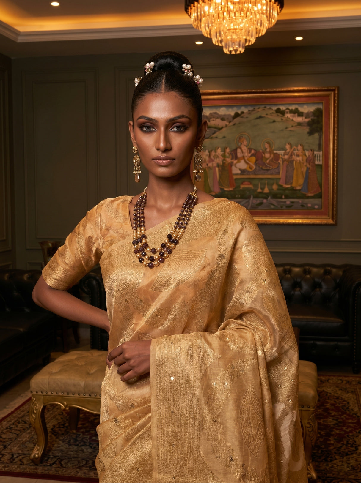 MIMOSA Peach Banarasi Art Silk Saree β pose 10 styling detail