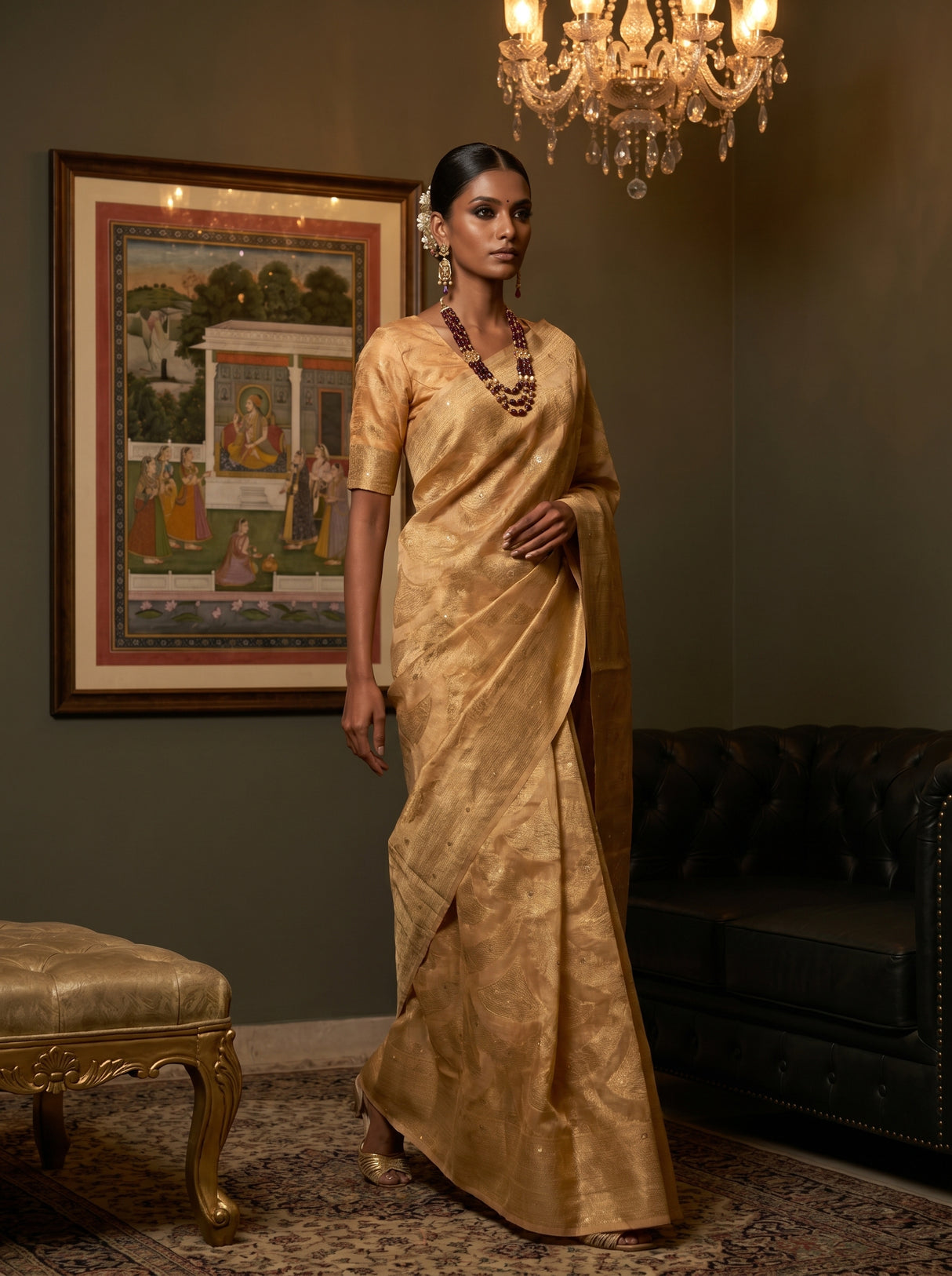 MIMOSA Peach Banarasi Art Silk Saree β pose 7 styling detail