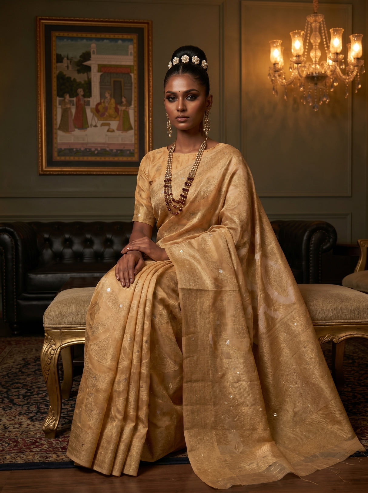 MIMOSA Peach Banarasi Art Silk Saree β pose 8 styling detail