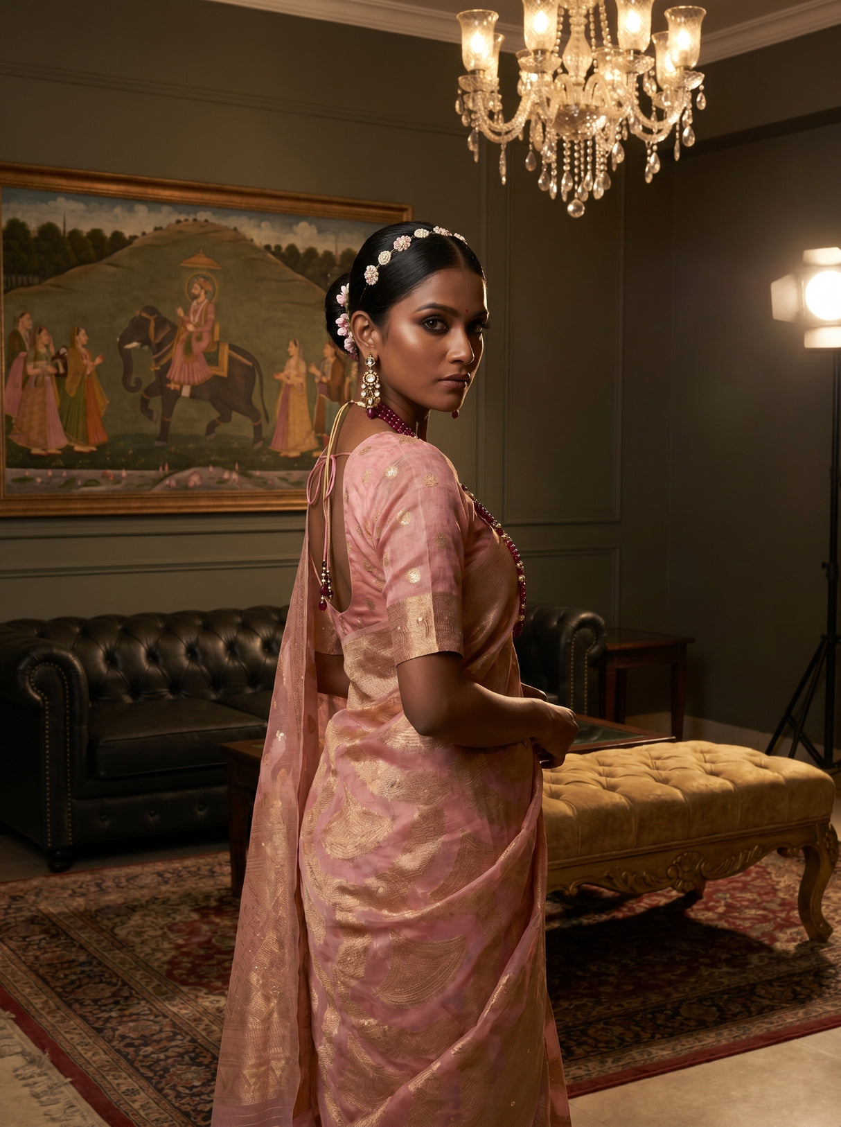 MIMOSA Pink Banarasi Art Silk Saree β pose 9 styling detail