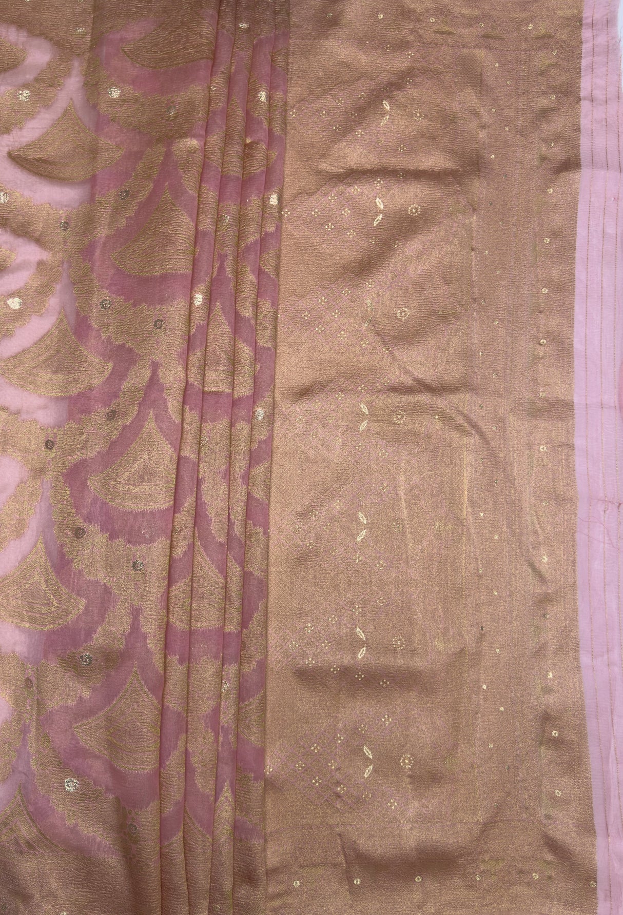 MIMOSA Pink Banarasi Art Silk Saree β pallu and zari work detail
