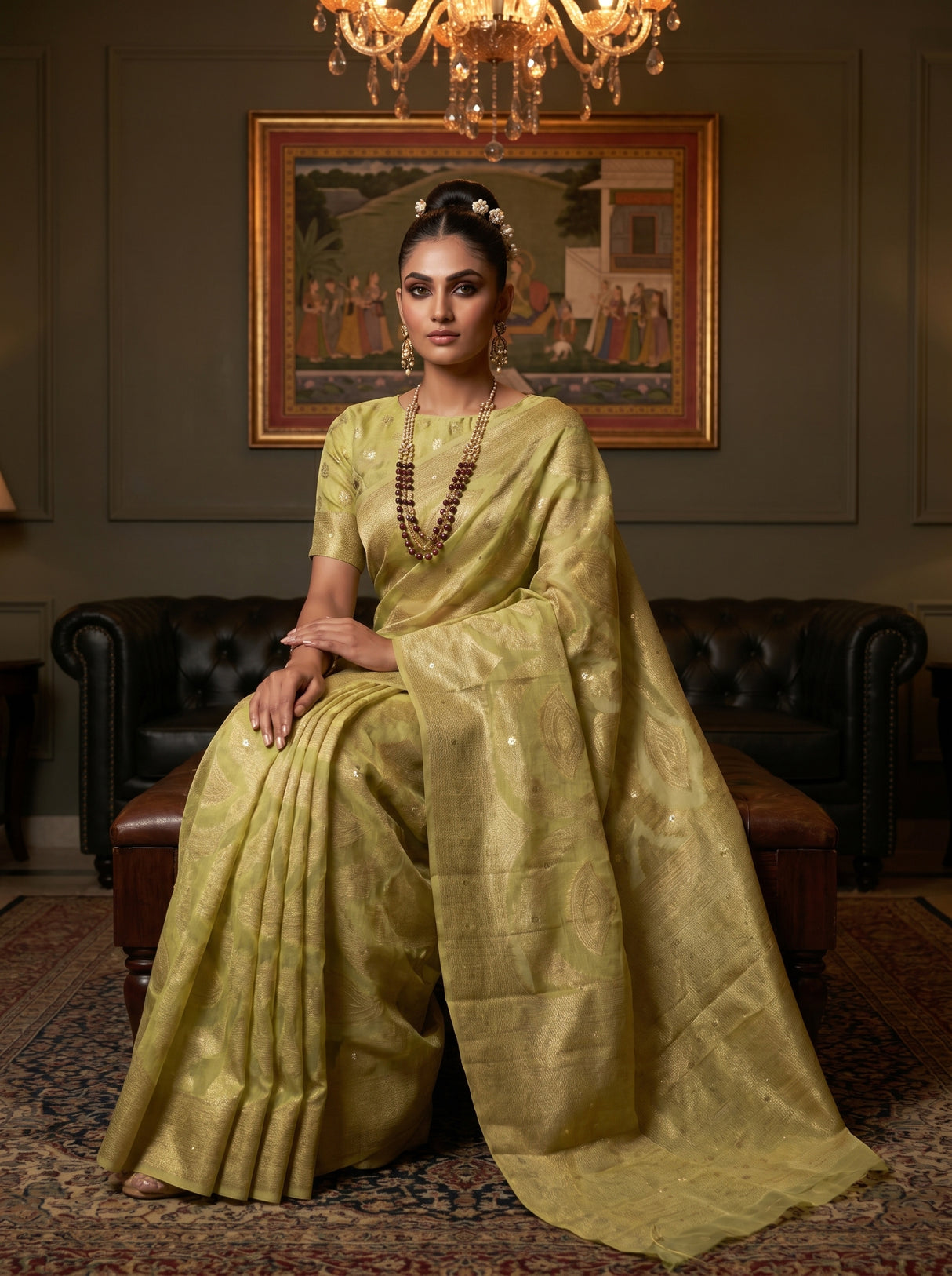 MIMOSA Pista Banarasi Art Silk Saree β pose 8 styling detail