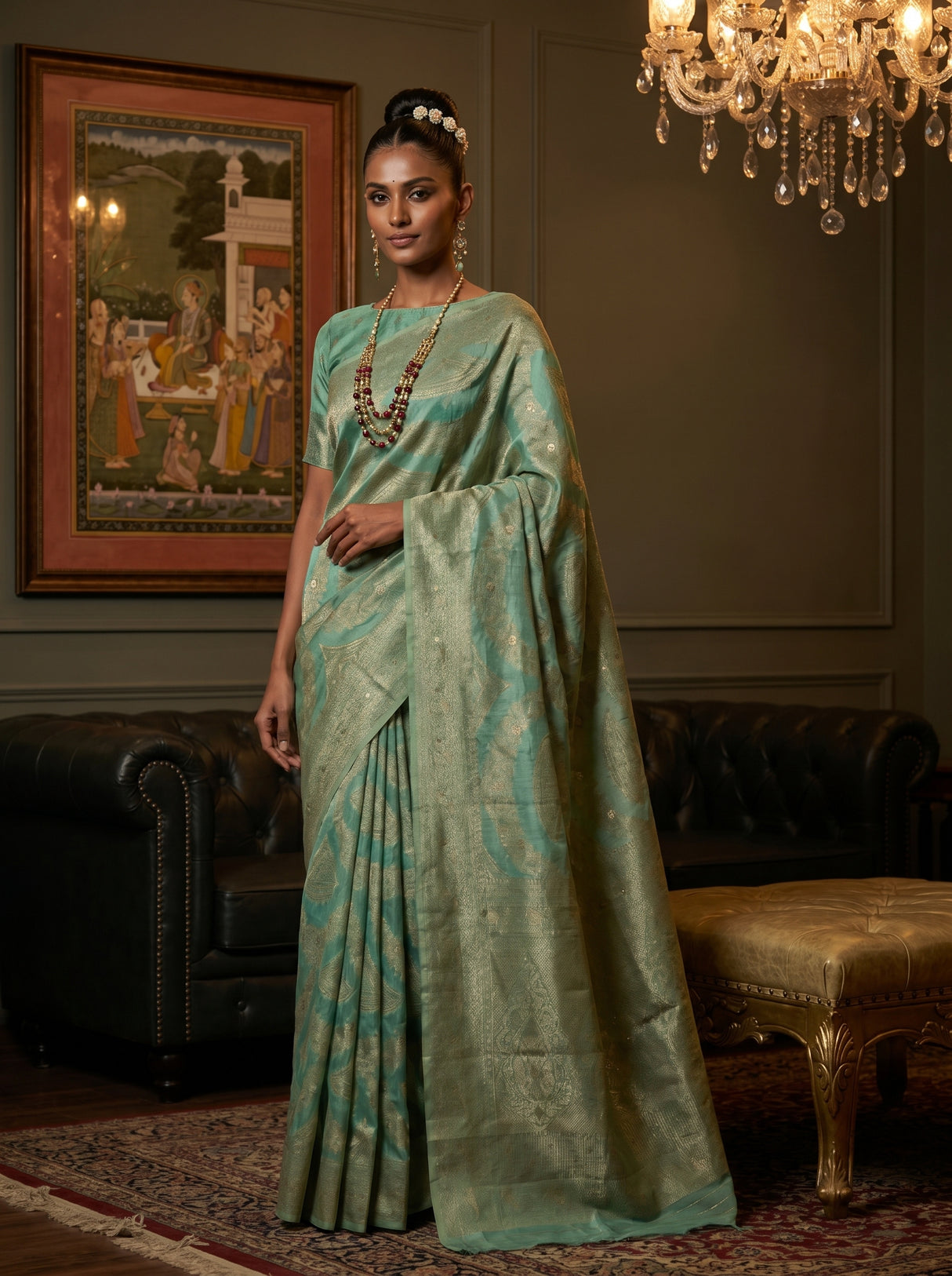 MIMOSA Rama Banarasi Art Silk Saree β pose 4 styling detail