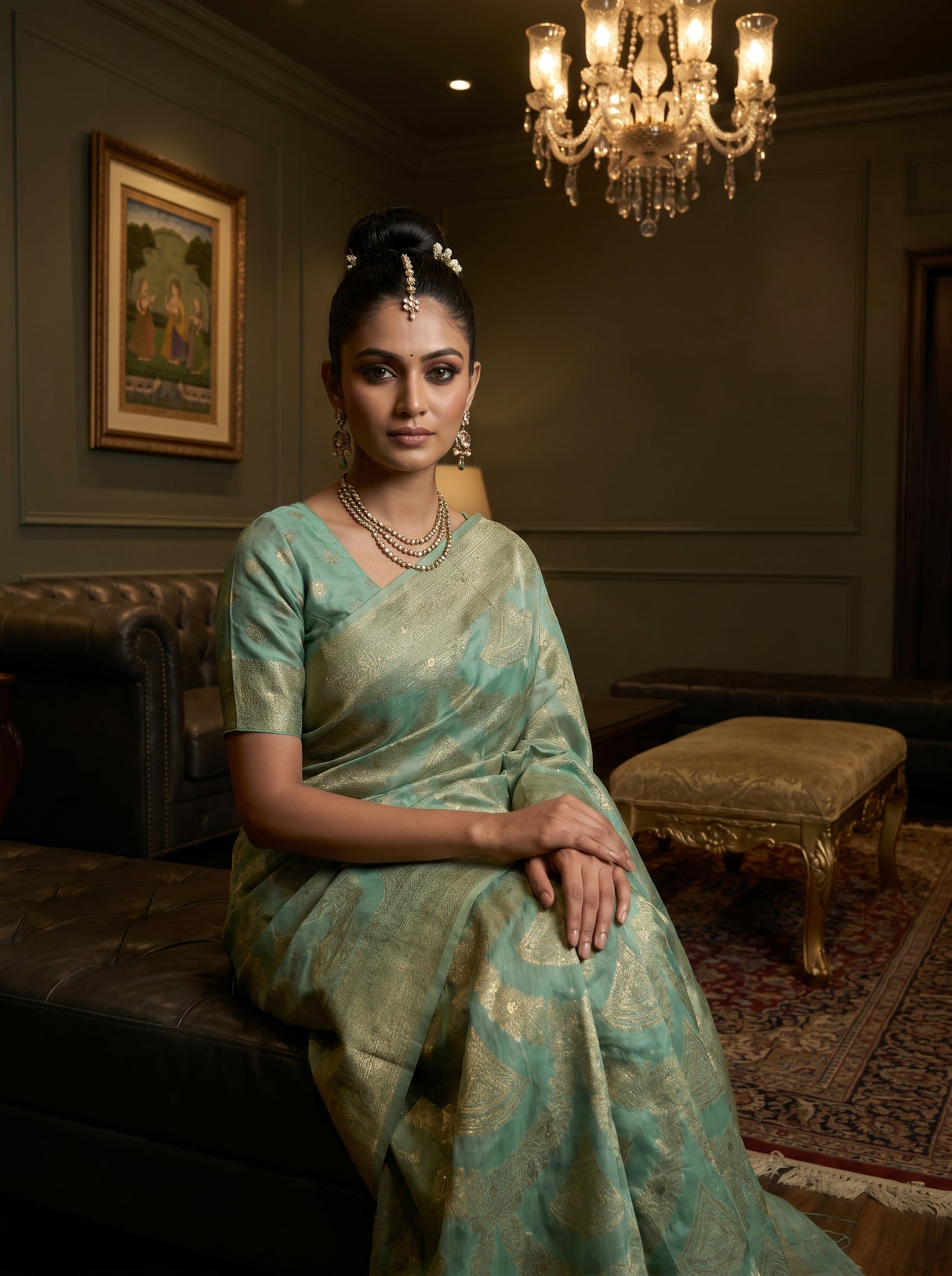 MIMOSA Rama Banarasi Art Silk Saree β pose 8 styling detail