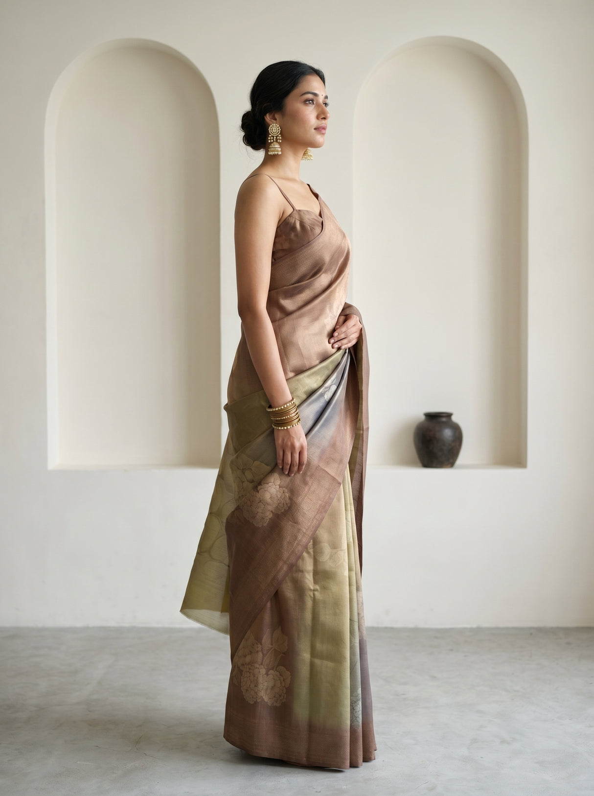 MIMOSA Chikoo Banarasi Art Silk Saree β Blouse fabric detail