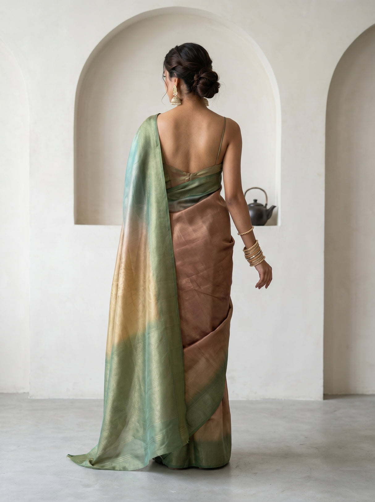 MIMOSA Green Banarasi Art Silk Saree β Blouse fabric detail