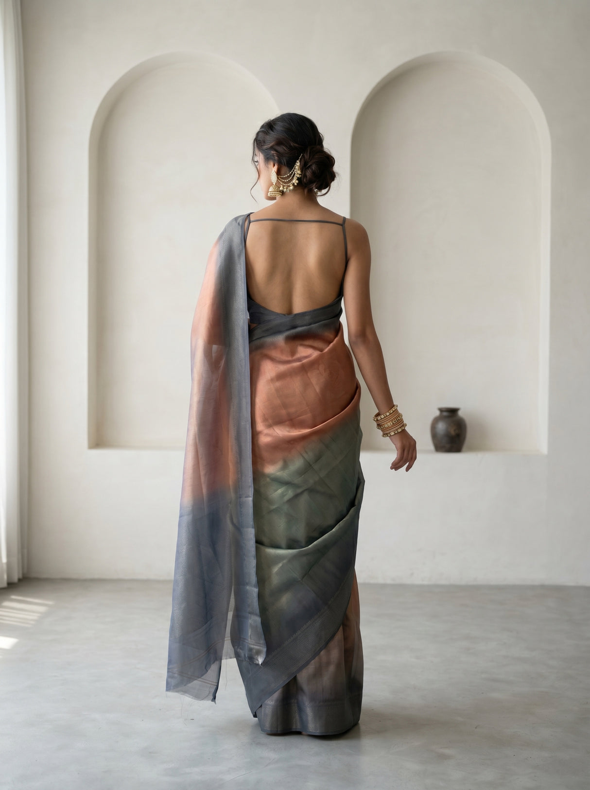 MIMOSA Grey Banarasi Art Silk Saree β Blouse fabric detail