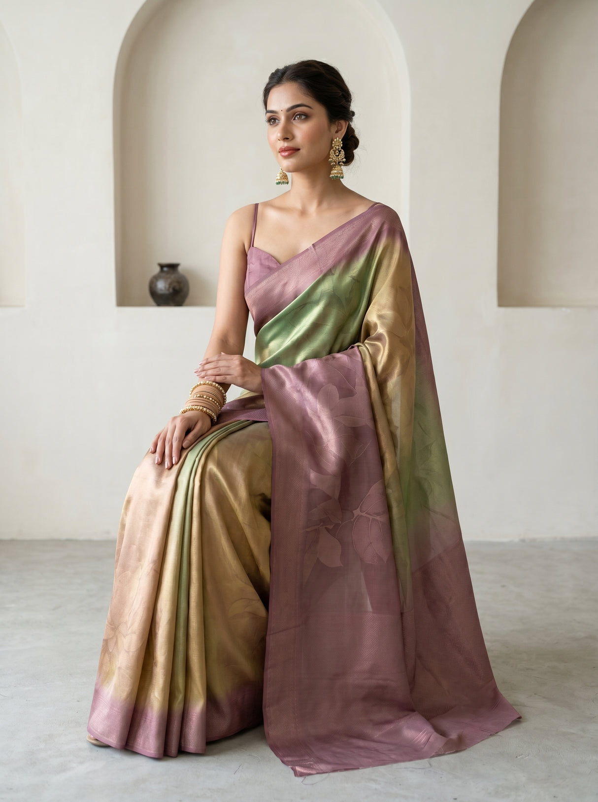 MIMOSA Pink Banarasi Art Silk Saree β pose 8 styling detail