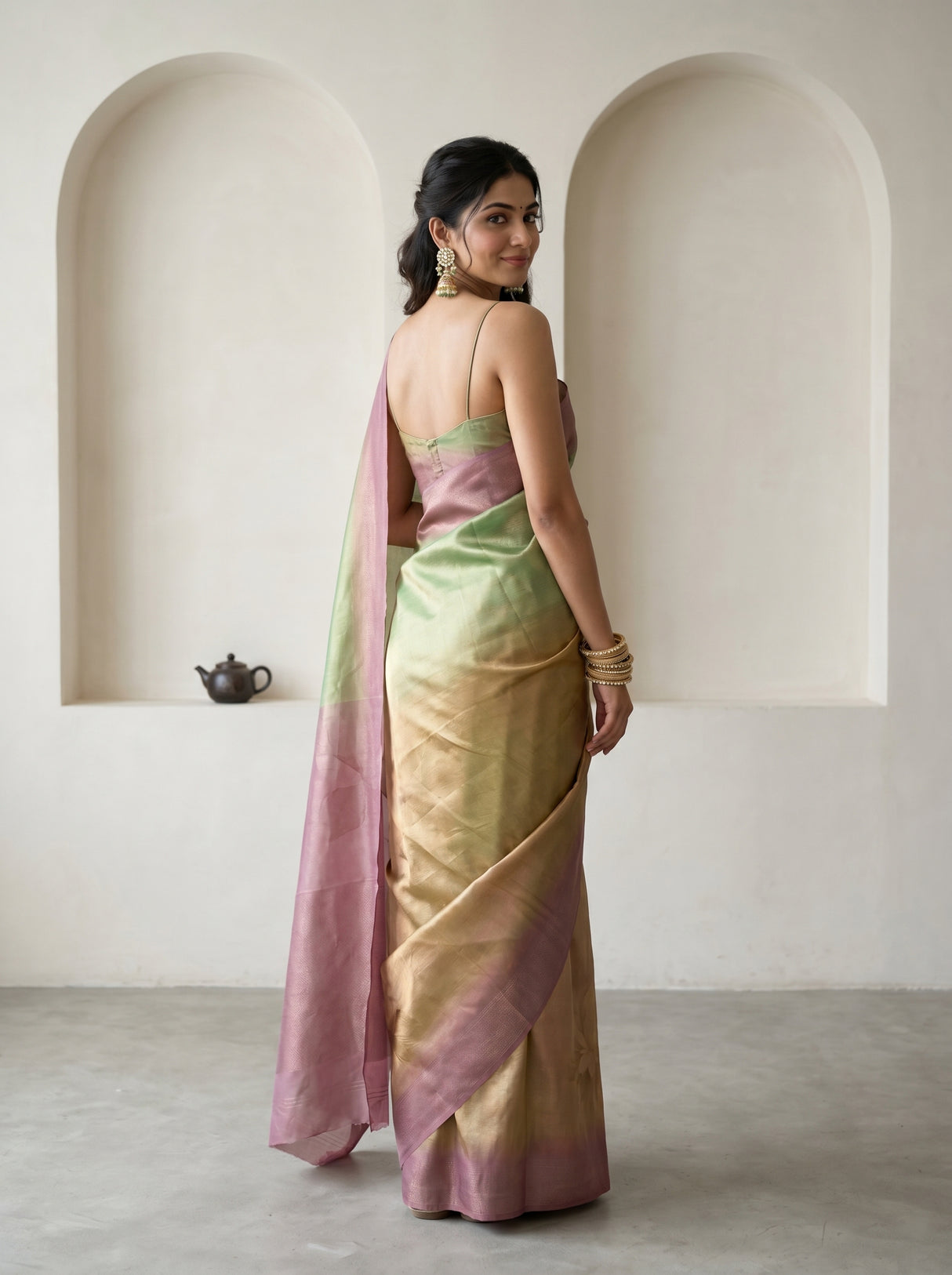 MIMOSA Pink Banarasi Art Silk Saree β pose 9 styling detail