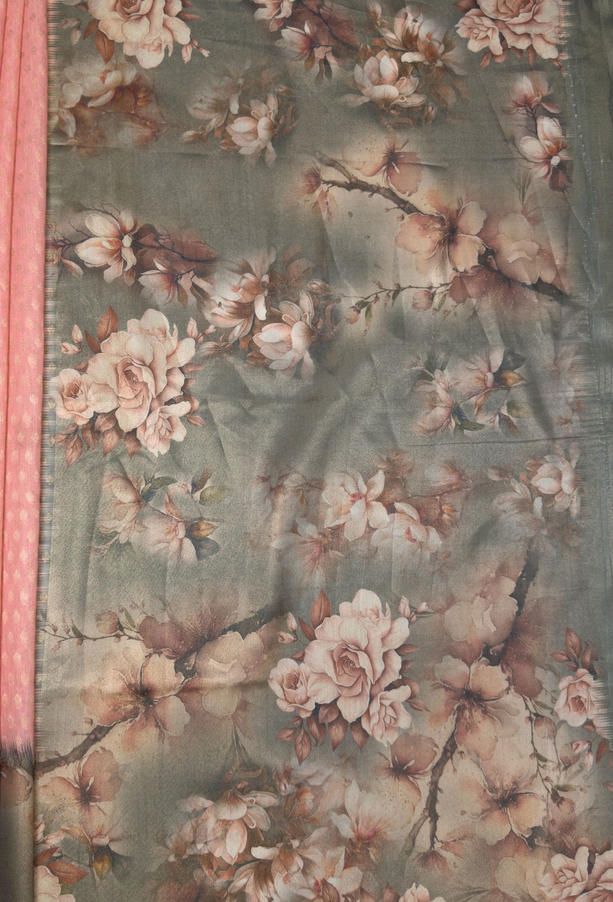 MIMOSA Peach Banarasi Art Silk Saree β pallu and zari work detail