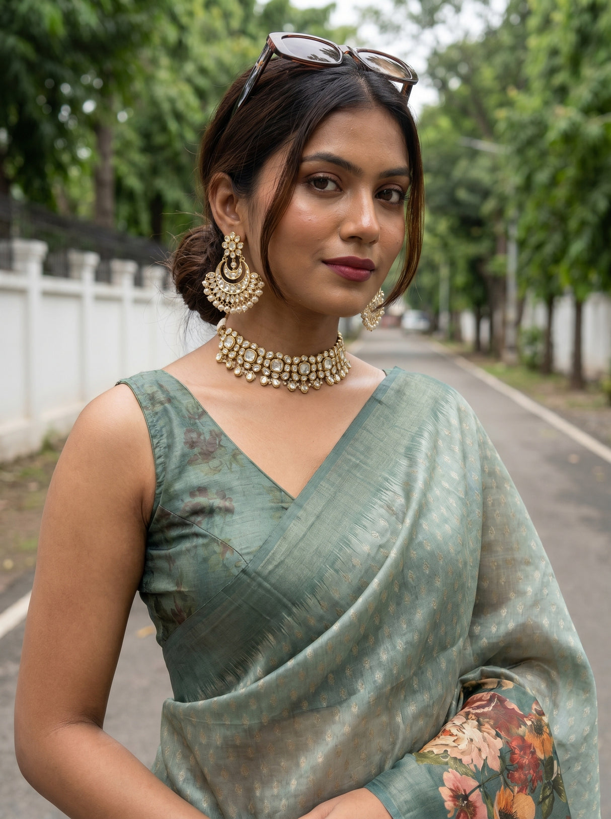 MIMOSA Pista Banarasi Art Silk Saree β pose 10 styling detail