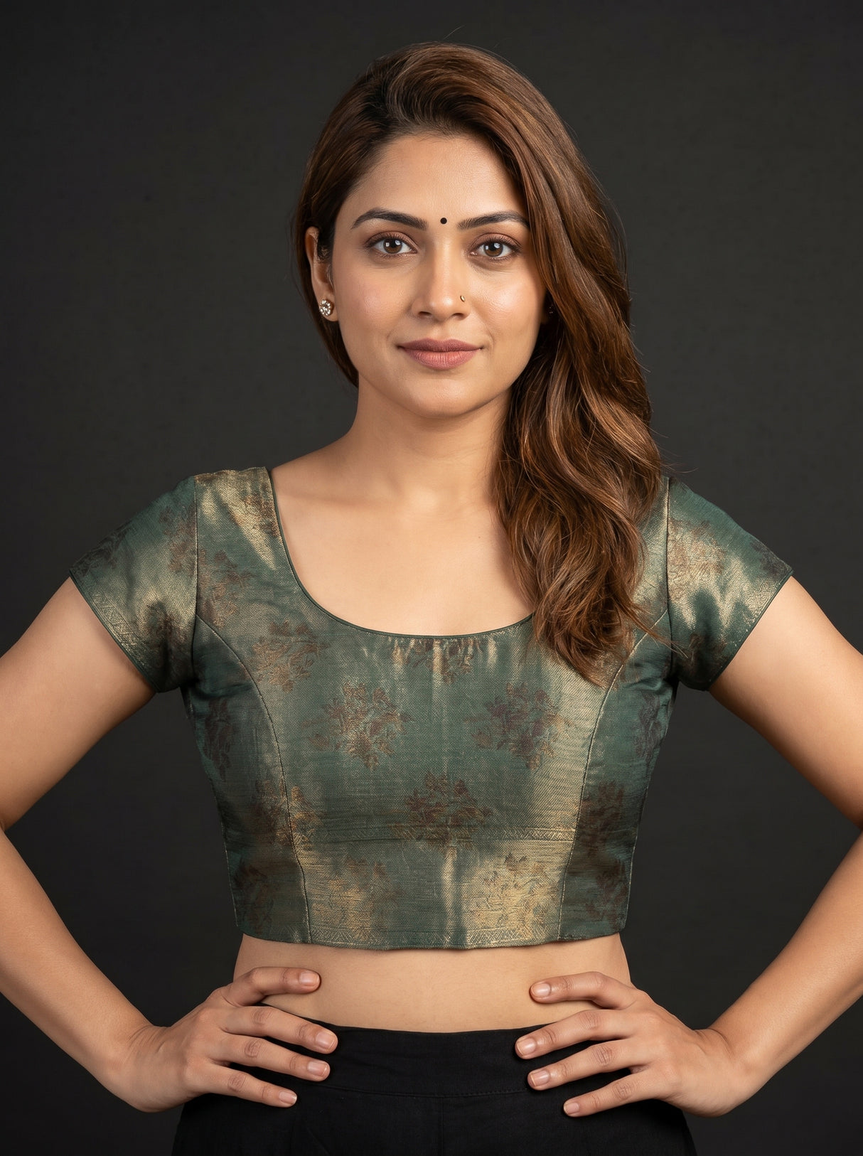 MIMOSA Pista Banarasi Art Silk Saree β blouse close-up
