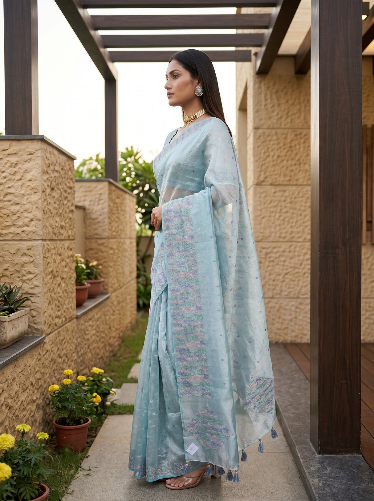 MIMOSA Sapphire Saree Saree — pose 3 styling detail