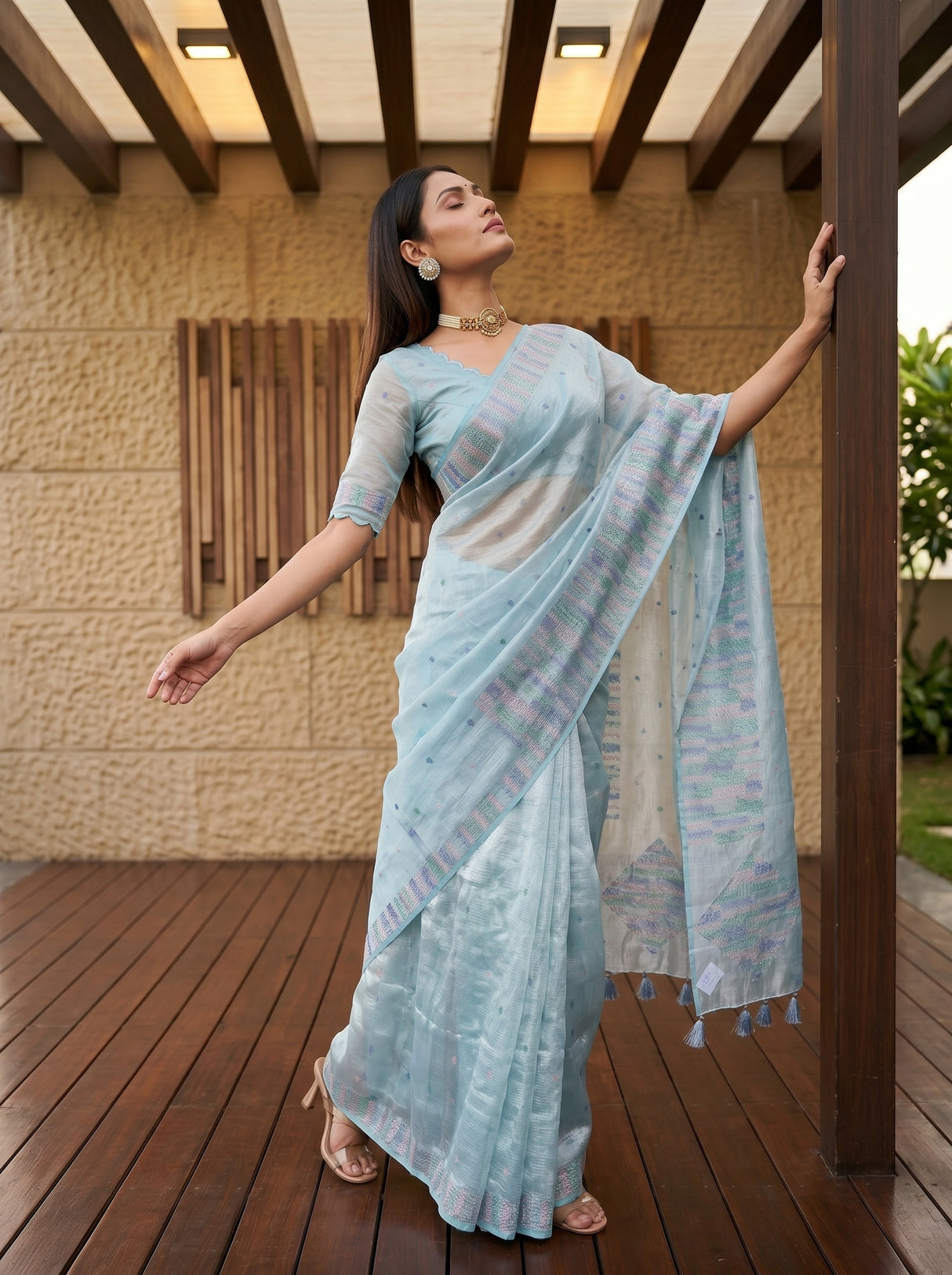 MIMOSA Sapphire Saree Saree — pose 5 styling detail