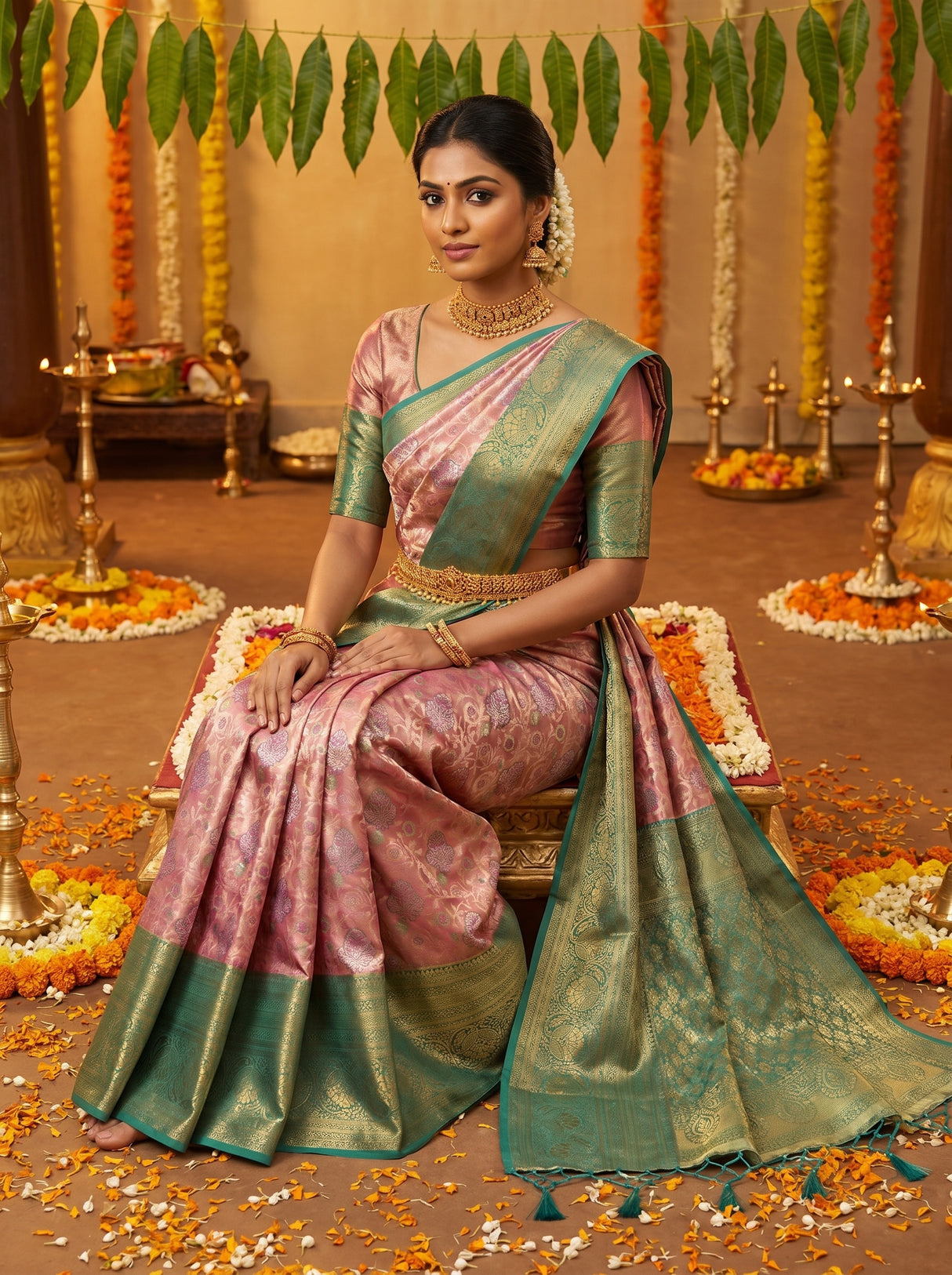 MIMOSA Gajari Kanjivaram Art Silk Saree β pose 8 styling detail