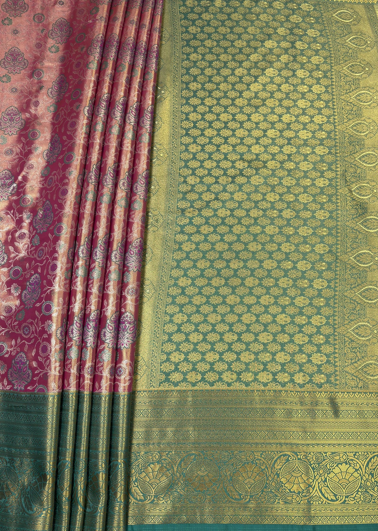 MIMOSA Gajari Kanjivaram Art Silk Saree β pallu and zari work detail