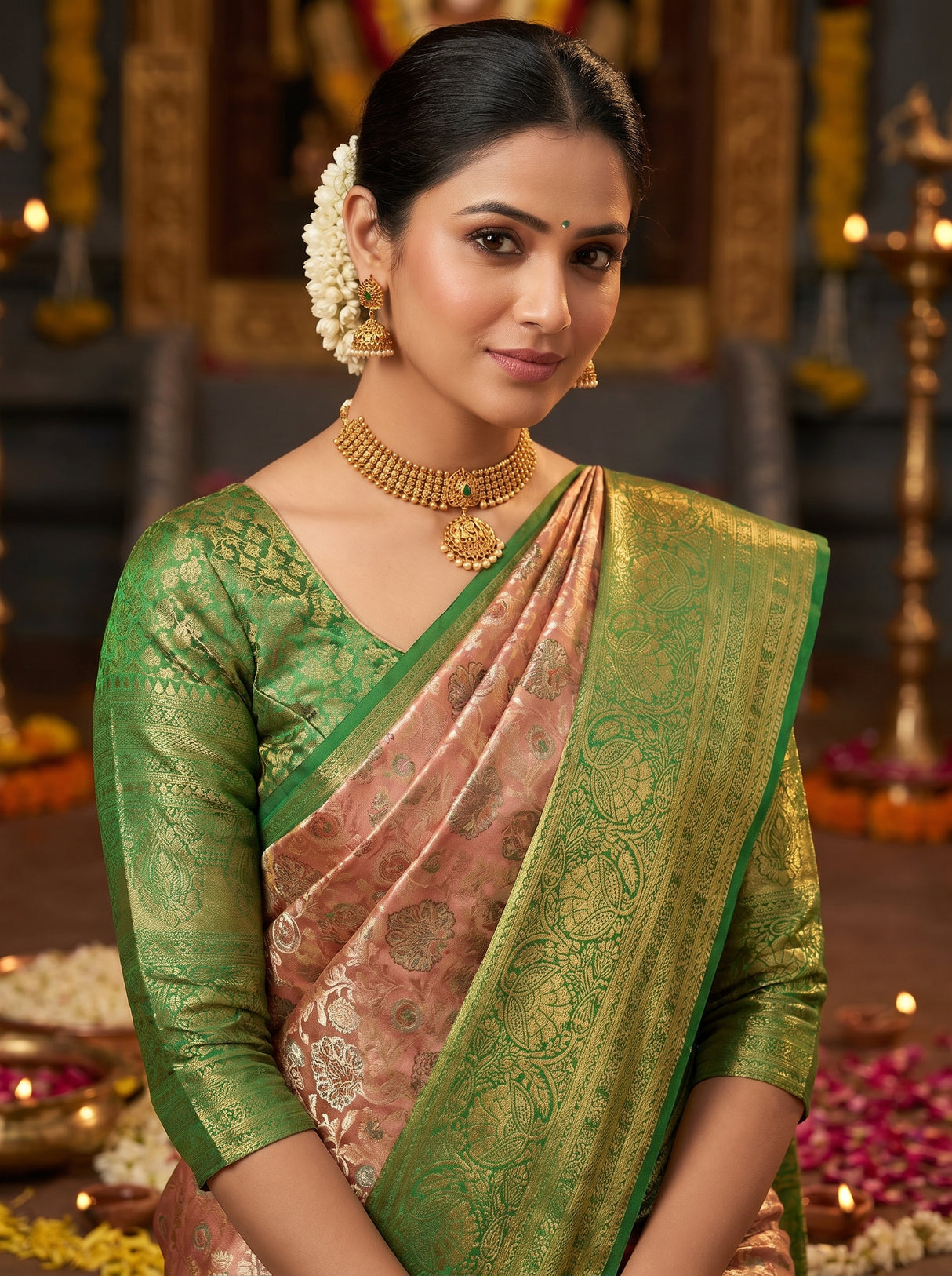 MIMOSA Maroon Kanjivaram Art Silk Saree β pose 10 styling detail