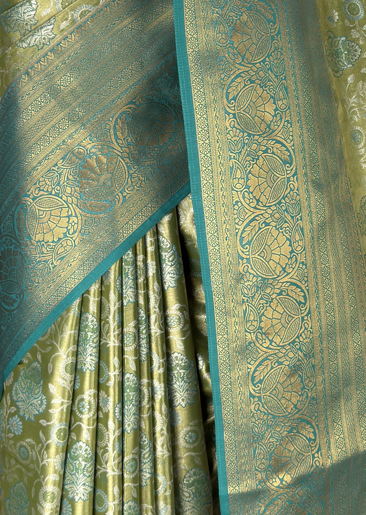 MIMOSA Olive Kanjivaram Art Silk Saree β fleets shot full lifestyle