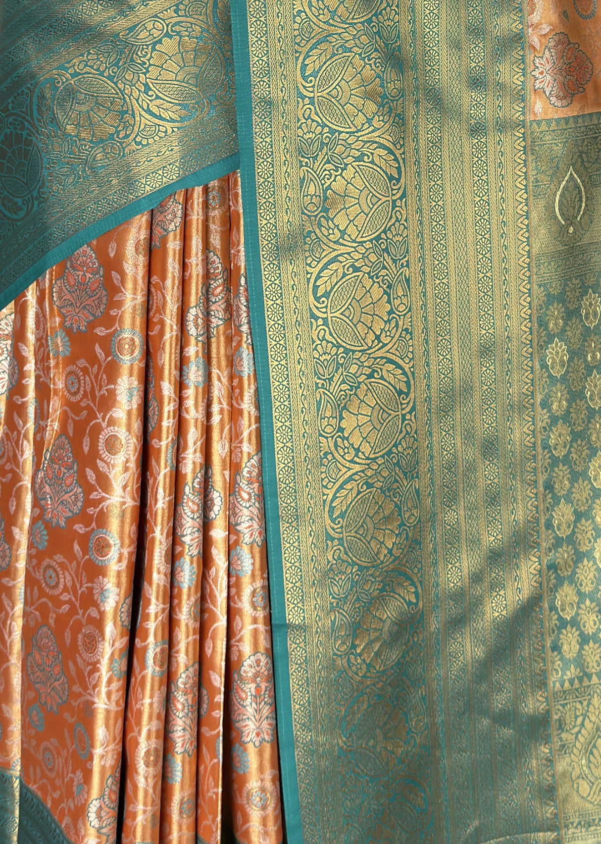 MIMOSA Orange Kanjivaram Art Silk Saree β fleets shot full lifestyle