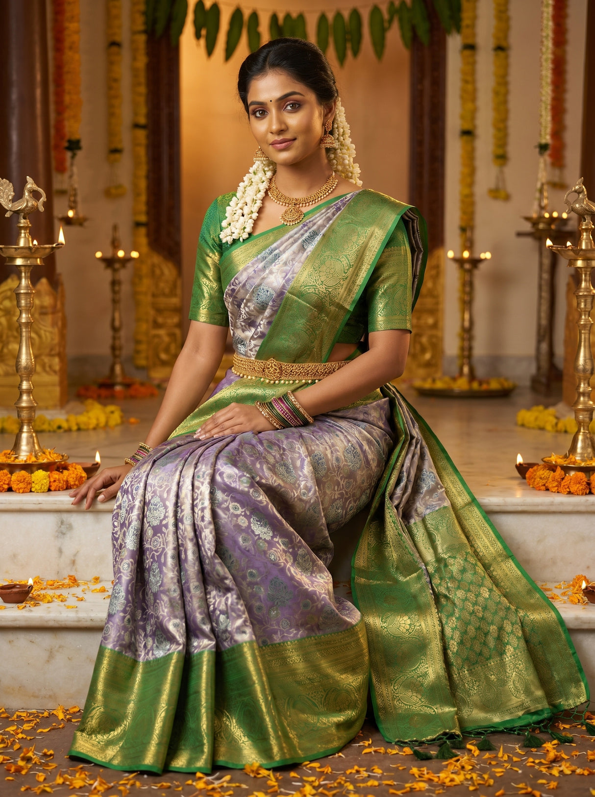MIMOSA Violet Kanjivaram Art Silk Saree β pose 8 styling detail