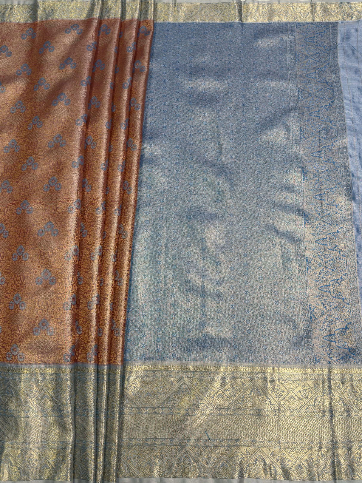 MIMOSA Chocolate Kanjivaram Art Silk Saree — pallu and zari work detail