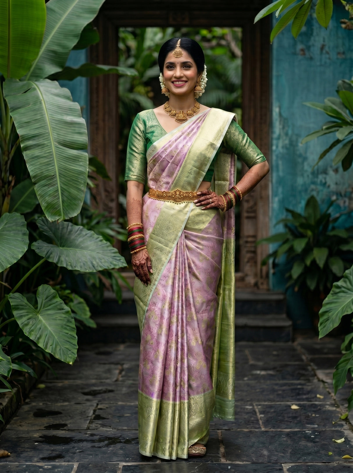 MIMOSA Magenta Kanjivaram Art Silk Saree — pose 4 styling detail