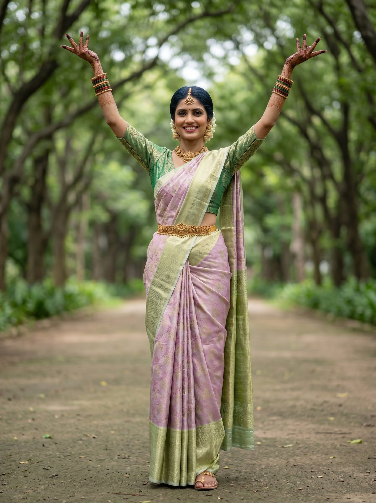 MIMOSA Magenta Kanjivaram Art Silk Saree — pose 5 styling detail