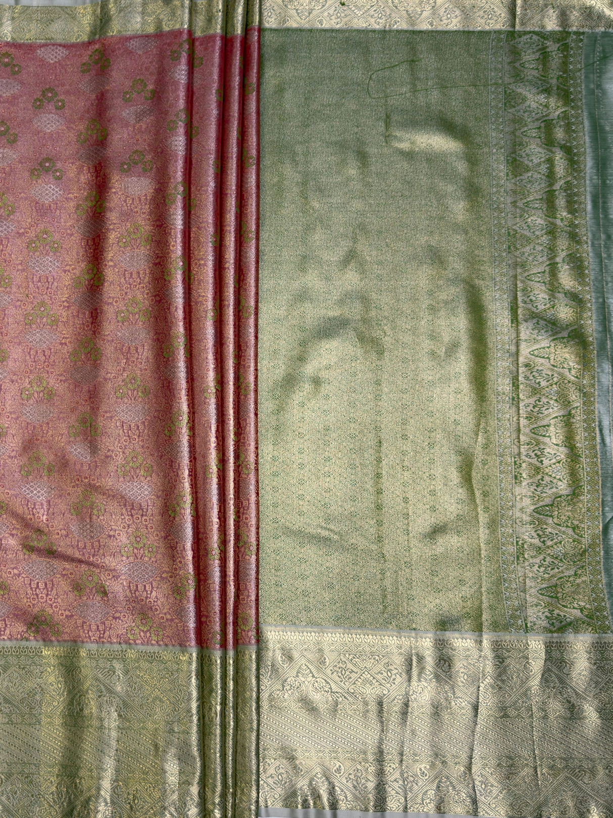 MIMOSA Maroon Kanjivaram Art Silk Saree — pallu and zari work detail