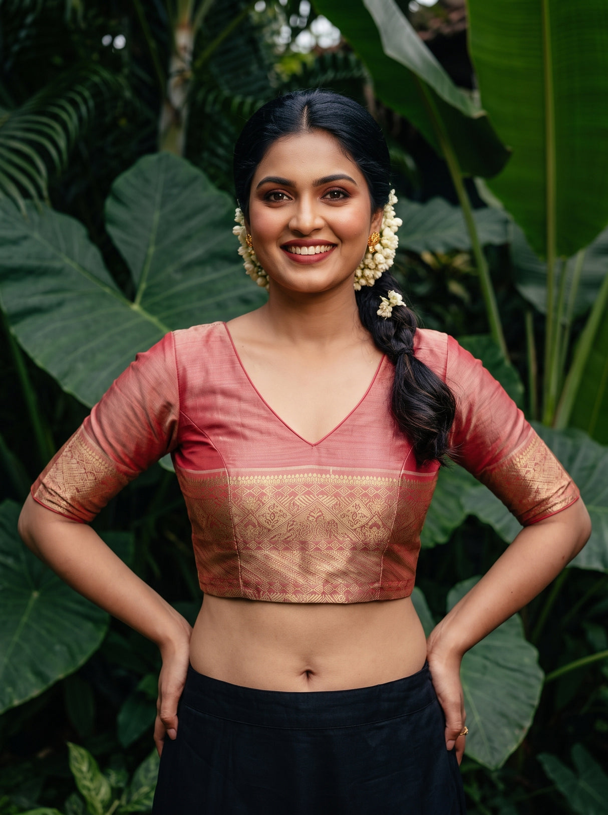MIMOSA Royal Blue Kanjivaram Art Silk Saree — blouse close-up