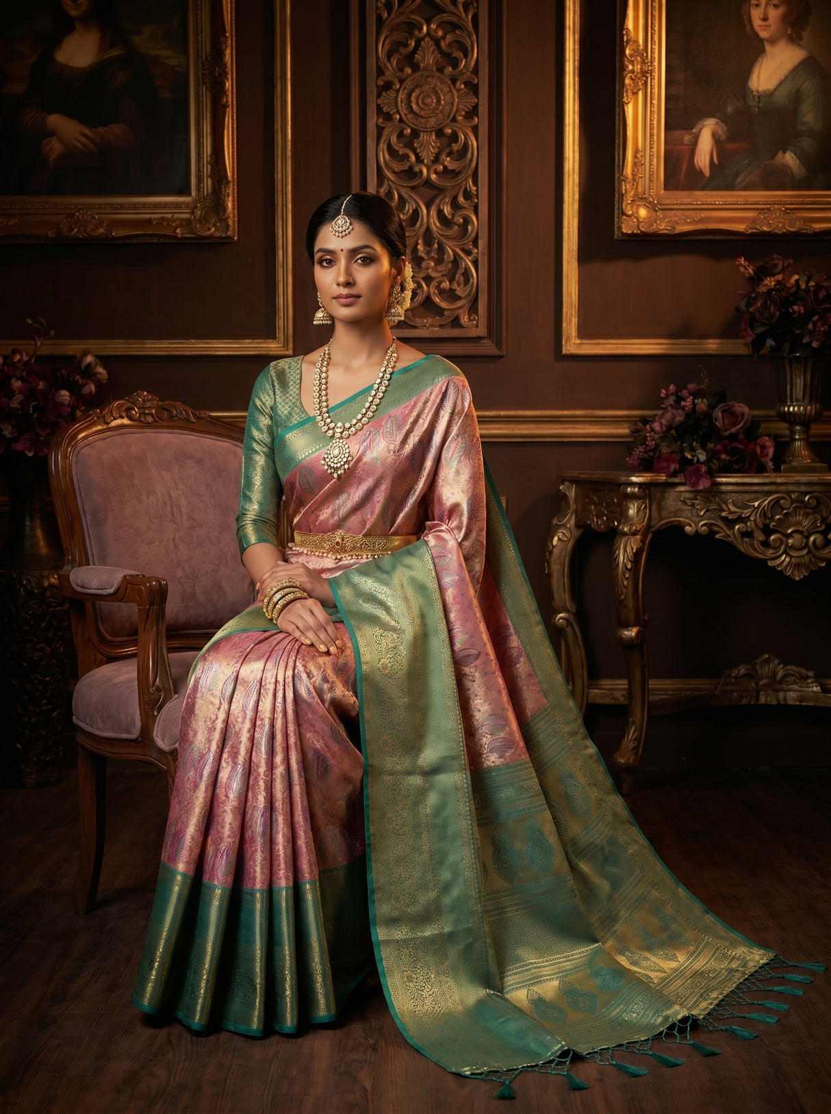 MIMOSA Gajari Kanjivaram Art Silk Saree — pose 8 styling detail
