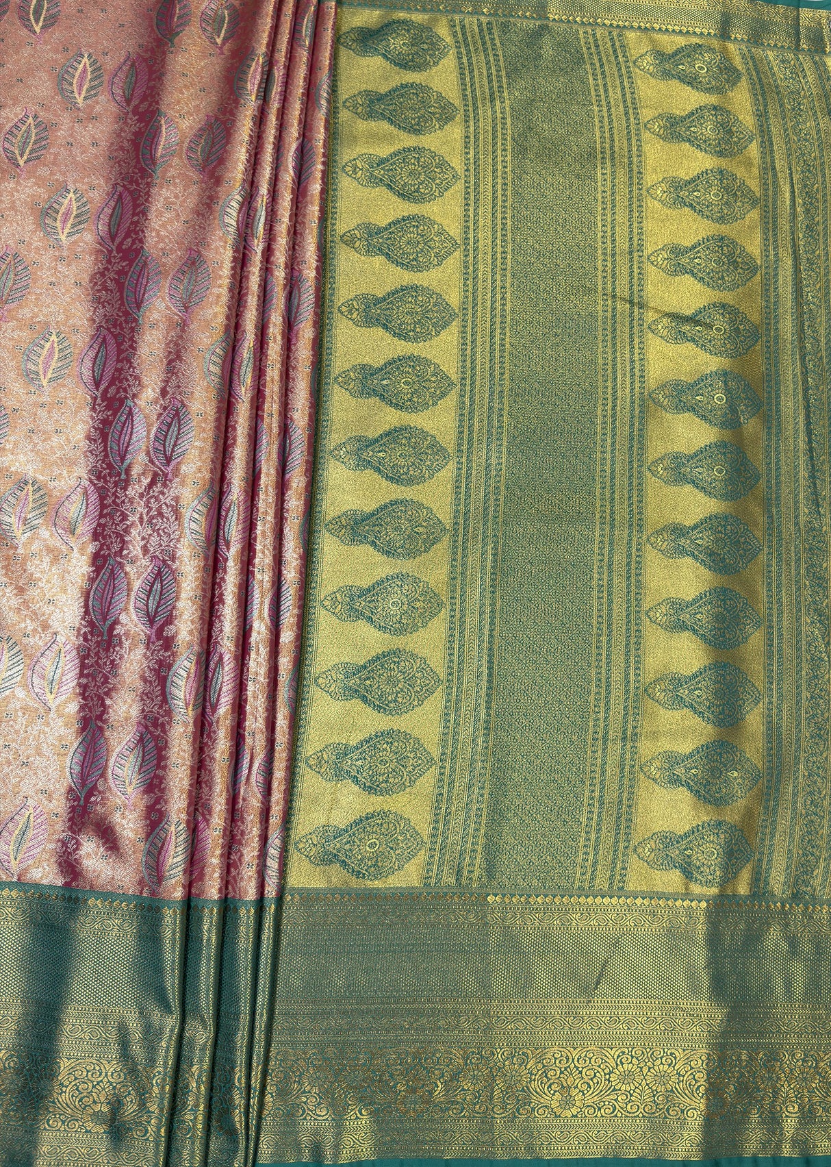 MIMOSA Gajari Kanjivaram Art Silk Saree — pallu and zari work detail