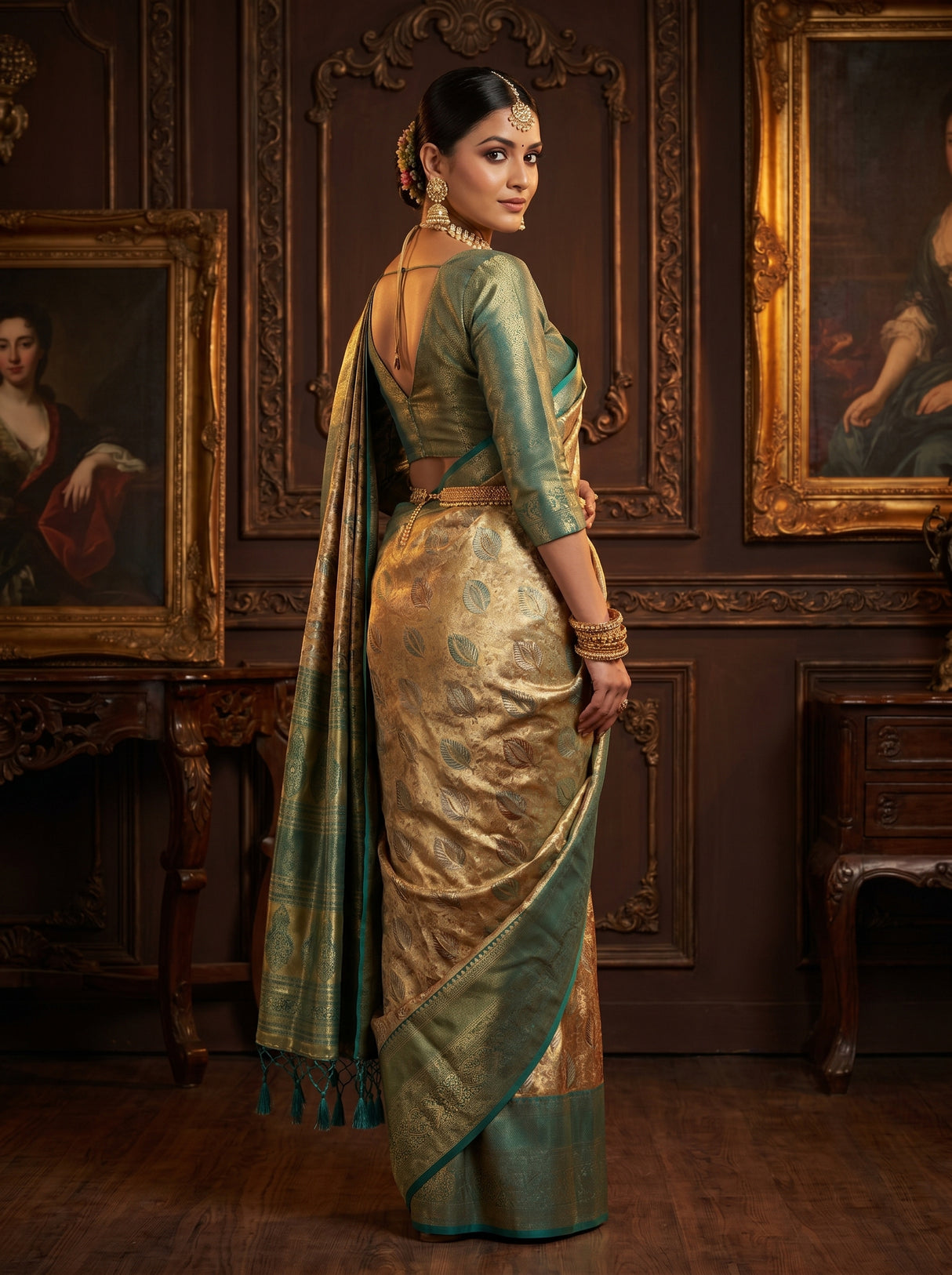 MIMOSA Maroon Kanjivaram Art Silk Saree — pose 9 styling detail