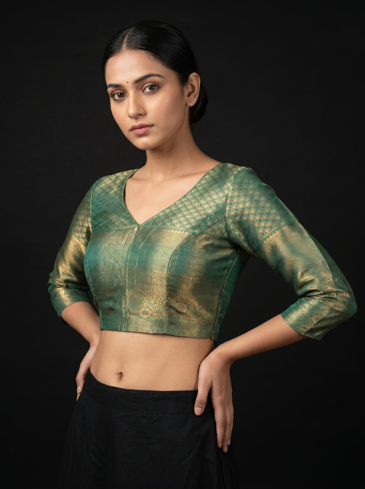 MIMOSA Maroon Kanjivaram Art Silk Saree — blouse close-up